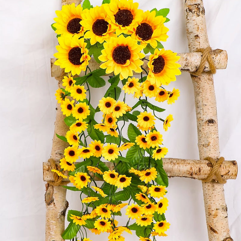 Simulated Sunflower Hanging Basket