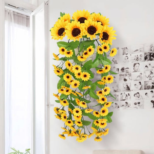 Simulated Sunflower Hanging Basket